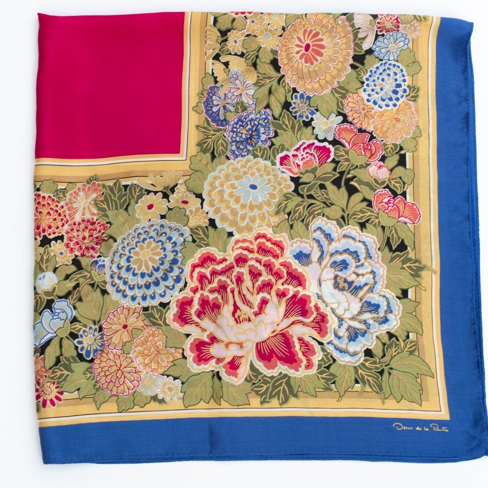 Oscar de la Renta Vintage Floral Silk Scarf - Picture 2 of 6